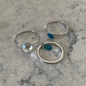 Swarovski Silver and Blue Rings Set